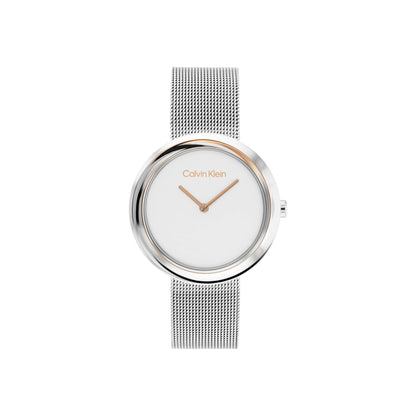 LADIES STAINLESS STEEL MESH SPIRAL CASE WATCH