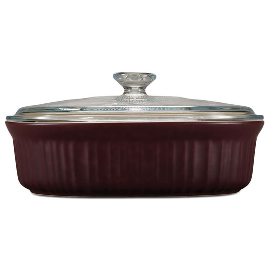 FRENCH COLORS 2.5QT OVAL BAKING DISH W/ LID CABERNET