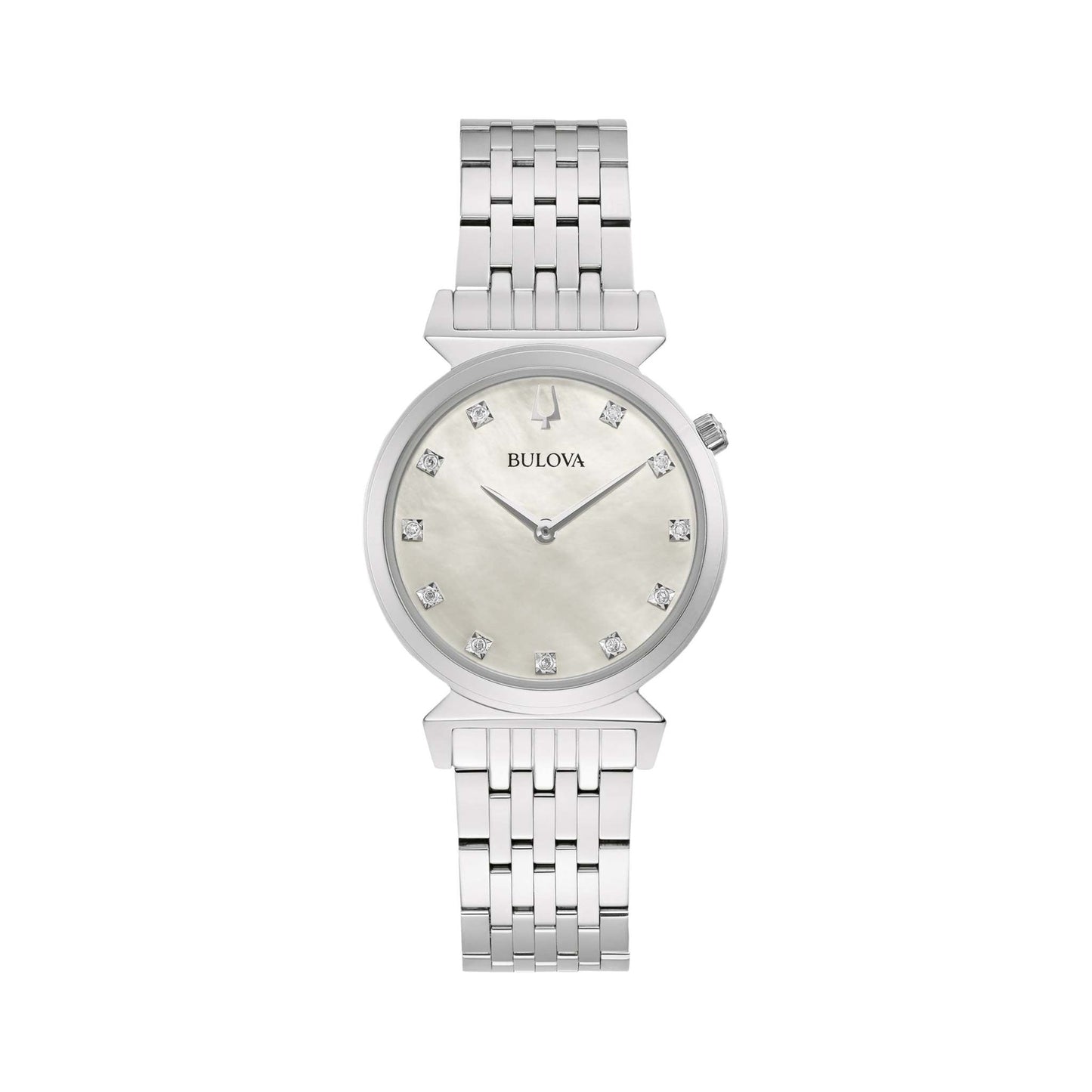 LADIES' REGATTA DIAMOND STAINLESS STEEL WATCH, MOP DIAL