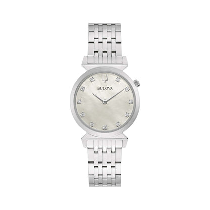 LADIES' REGATTA DIAMOND STAINLESS STEEL WATCH, MOP DIAL