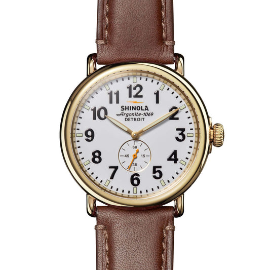 MENS' RUNWELL LEATHER STRAP WATCH