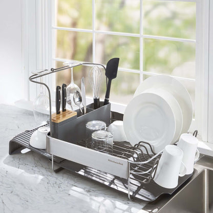 FULL SIZE EXPANDABLE DISH DRYING RACK STAINLESS STEEL