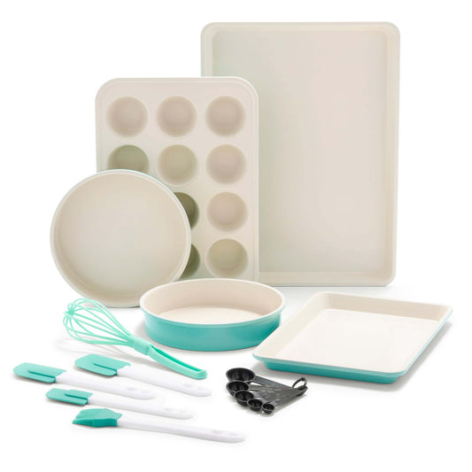 12PC HEALTHY CERAMIC NONSTICK BAKEWARE SET TURQUOISE