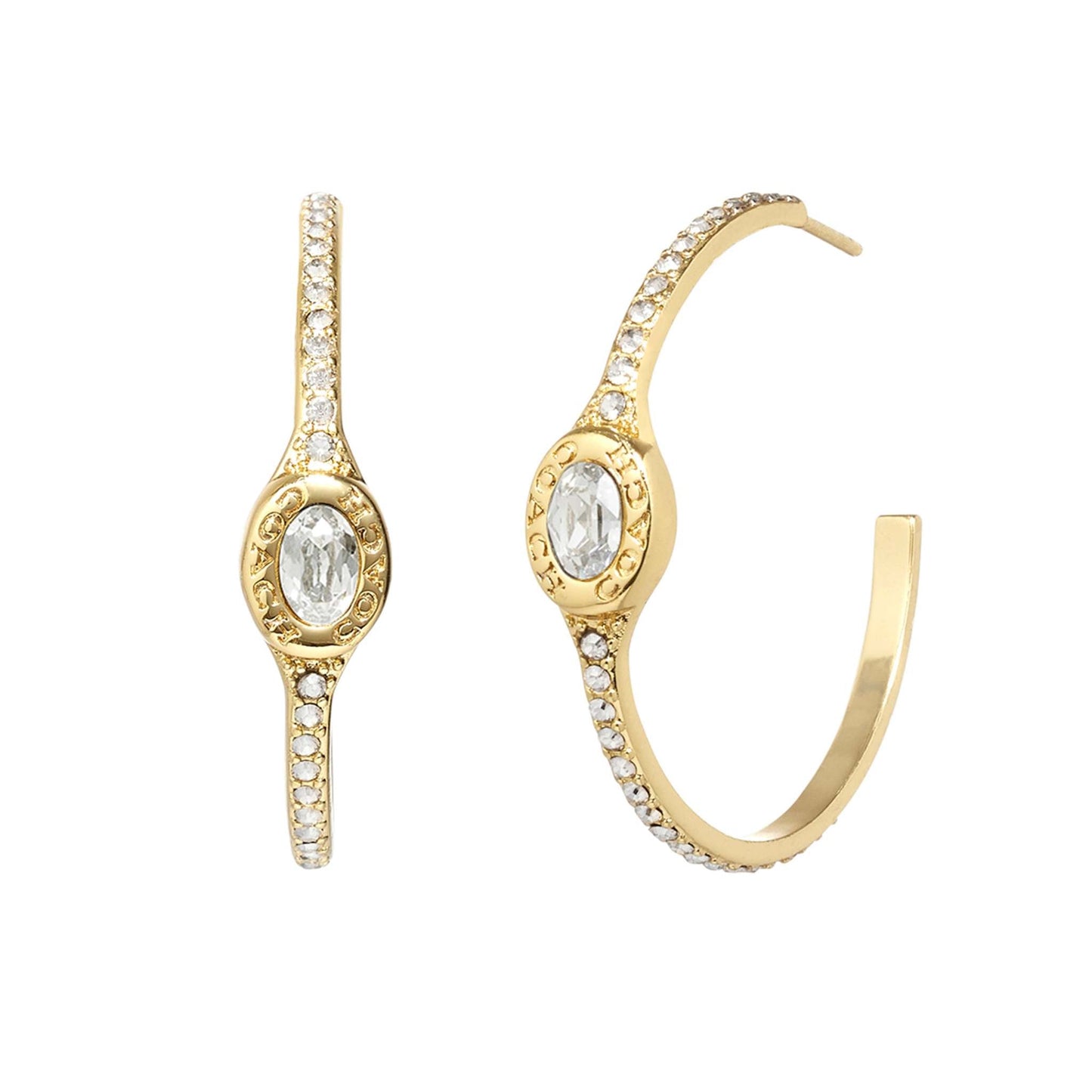 SIGNATURE LOGO PAVE HOOP EARRINGS