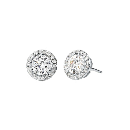 STERLING PAVE ROUND STUD EARRINGS