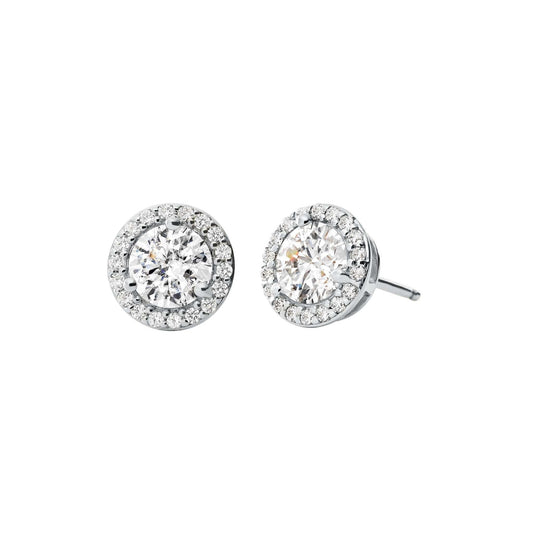 STERLING PAVE ROUND STUD EARRINGS