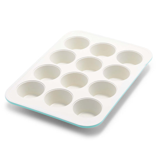 12 CUP HEALTHY CERAMIC NONSTICK MUFFIN PAN TURQUOISE