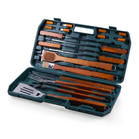 18-PIECE BBQ GRILL SET, (GREEN)