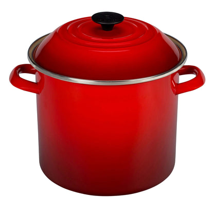 10QT ENAMEL ON STEEL COVERED STOCKPOT CERISE