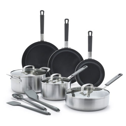 Stainless Steel PFAS-Free Nonstick 12pc Cookware Set