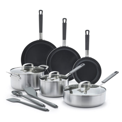 Stainless Steel PFAS-Free Nonstick 12pc Cookware Set