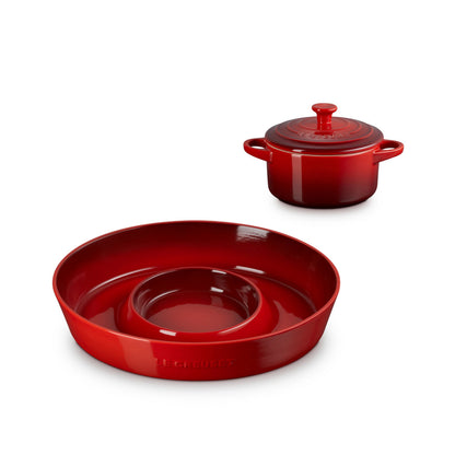 Chip & Dip Platter w/ 24oz Round Cocotte Cerise
