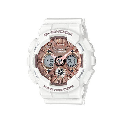 Ladies G-Shock S Series White Analog/Digital Watch Metallic Rose Dial