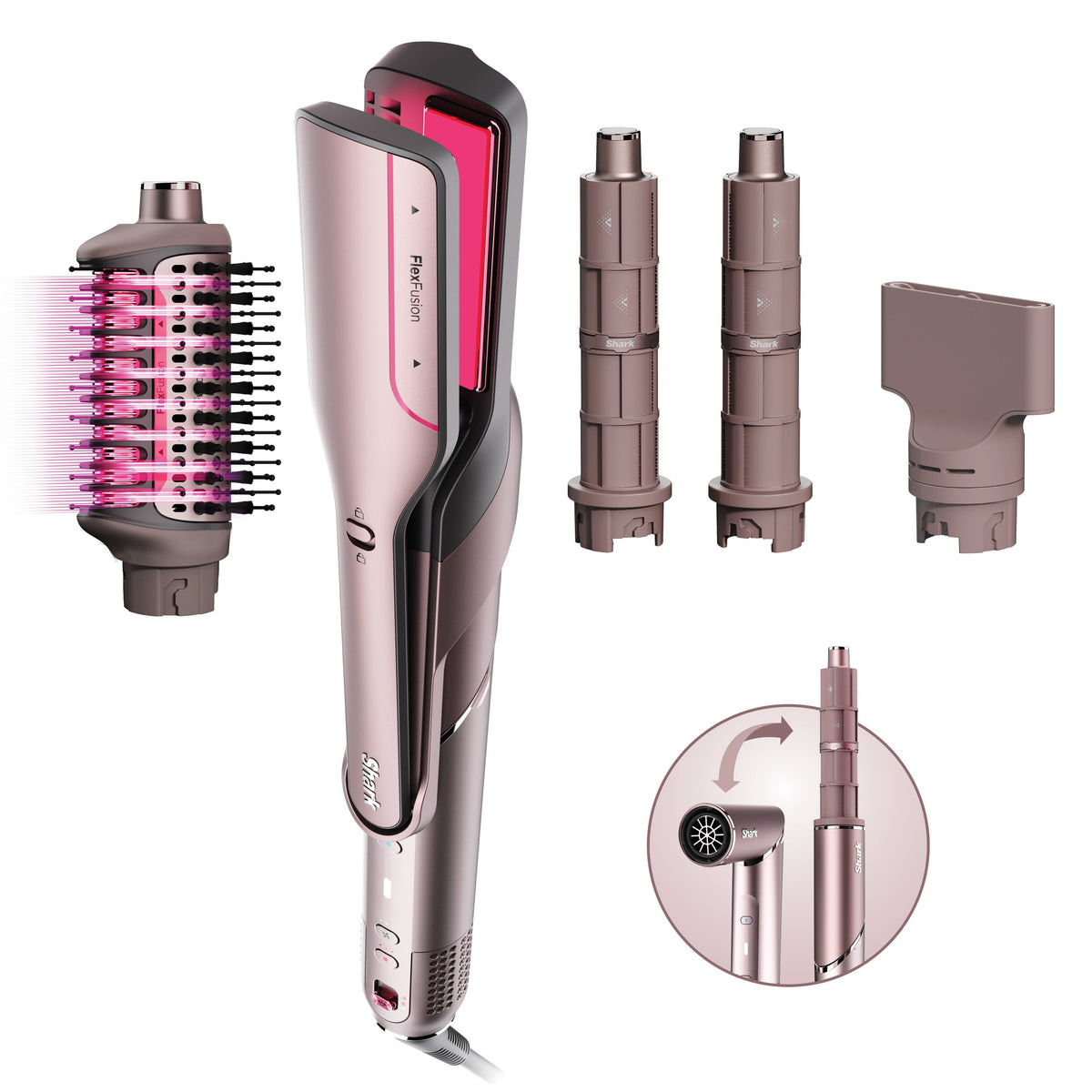 FlexFusion 5-in-1 Air Styler Straightener + Brush Set Blush
