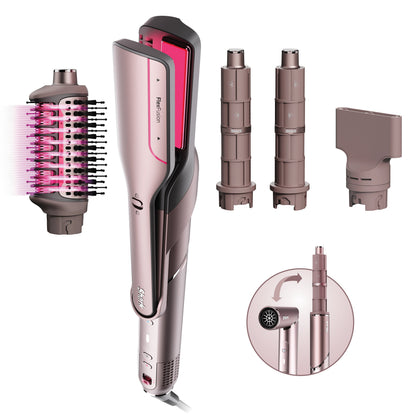 FlexFusion 5-in-1 Air Styler Straightener + Brush Set Blush