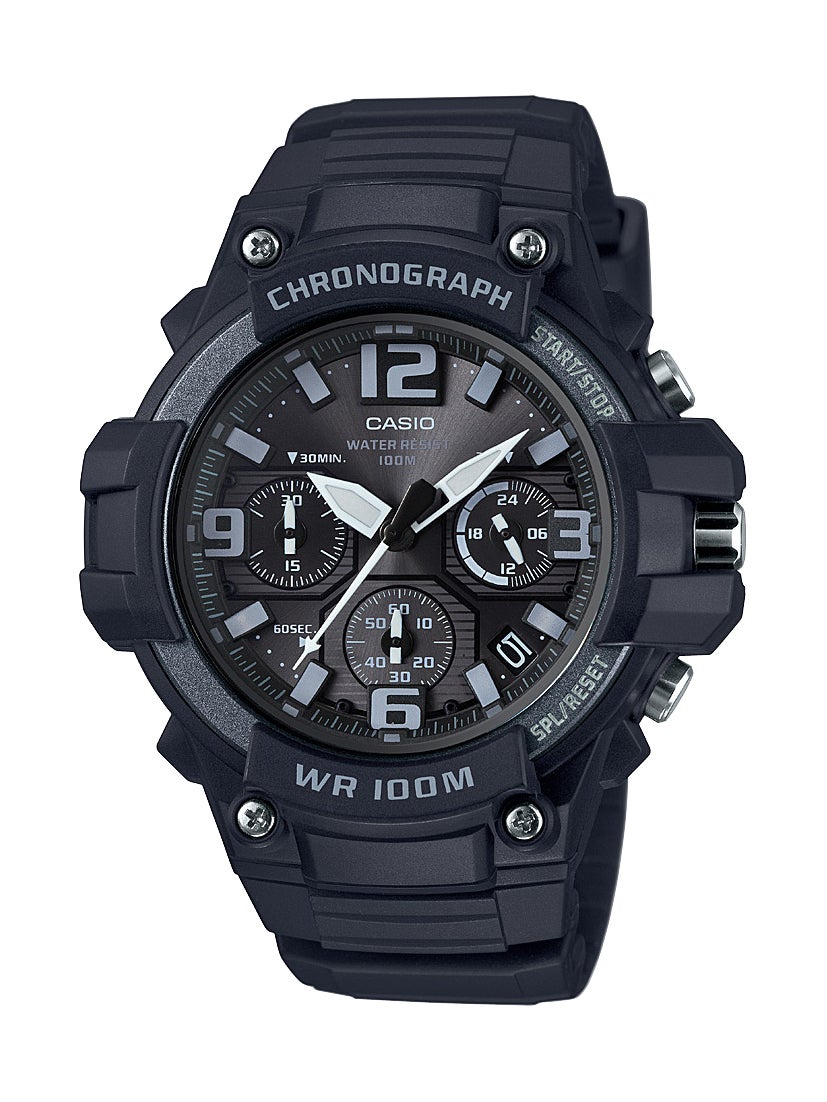 Mens Classic Chronograph Analog Resin Watch Black