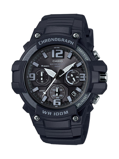 Mens Classic Chronograph Analog Resin Watch Black