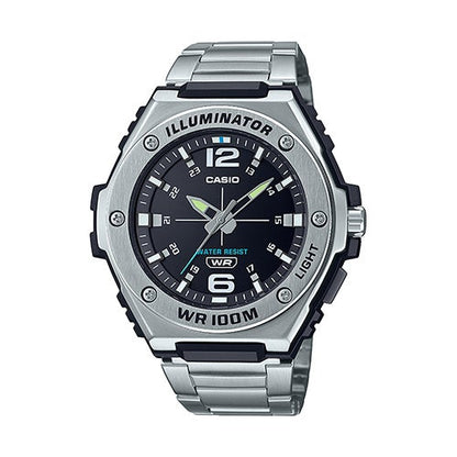 Mens Dress Heavy-Duty Stainless Steel Analog Watch Black Dial