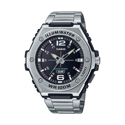 Mens Dress Heavy-Duty Stainless Steel Analog Watch Black Dial