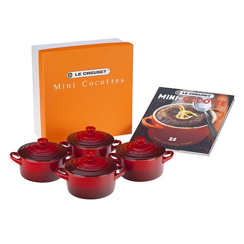 8oz Mini Cocottes Set with Cookbook - 4pk Cerise