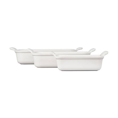 3pc Heritage Stoneware Rectangular Baking Dish Set White