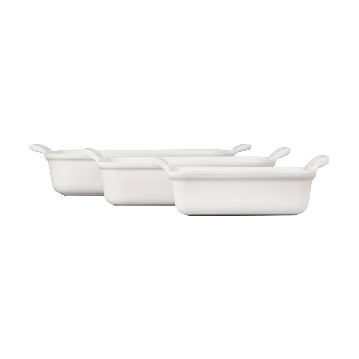3pc Heritage Stoneware Rectangular Baking Dish Set White