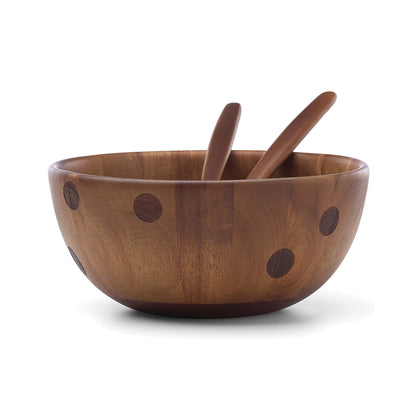 DECO DOT SALAD BOWL W/ SERVERS