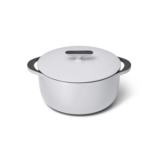 6.5QT ENAMELED CAST IRON DUTCH OVEN W/ FLAT LID GRAY