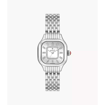 LADIES' MEGGIE SILVER-TONE STAINLESS STEEL WATCH, DIAMOND & MOP DIAL