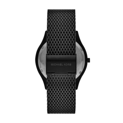 MEN'S RUNWAY ION-PLATED SS MILANESE WATCH W/ CARD CASE, DIAL