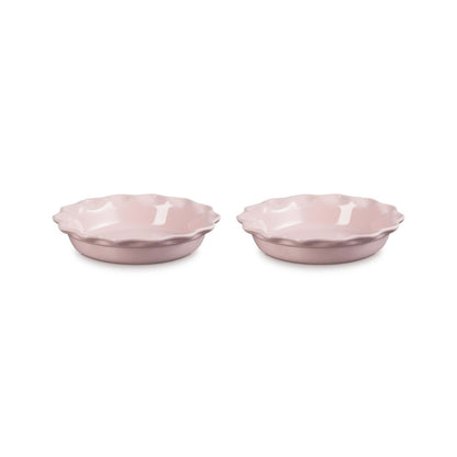 SET OF 2 HERITAGE PIE DISHES CHIFFON PINK