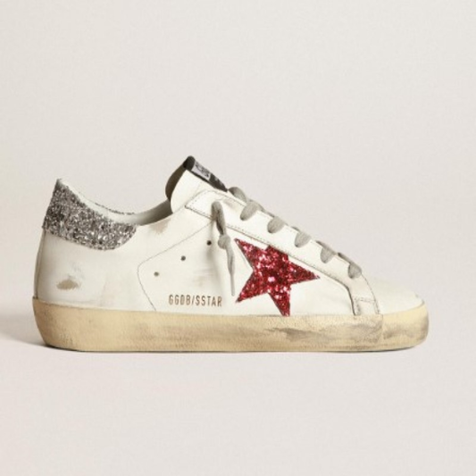 SUPERSTAR 'GLITTERY RED STAR' SIZE 9