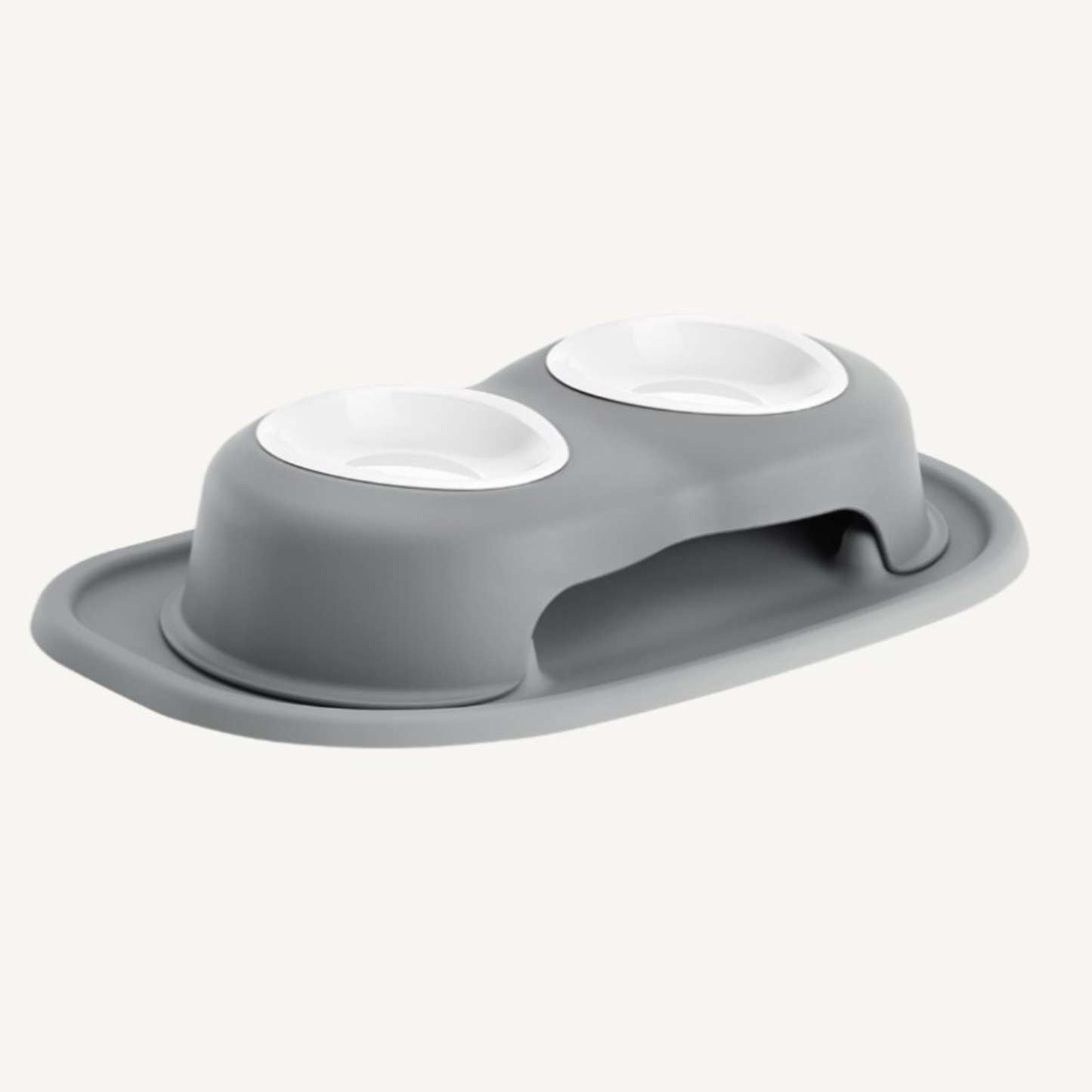 DOUBLE HIGH PET FEEDING SYSTEM - (DARK GRAY)