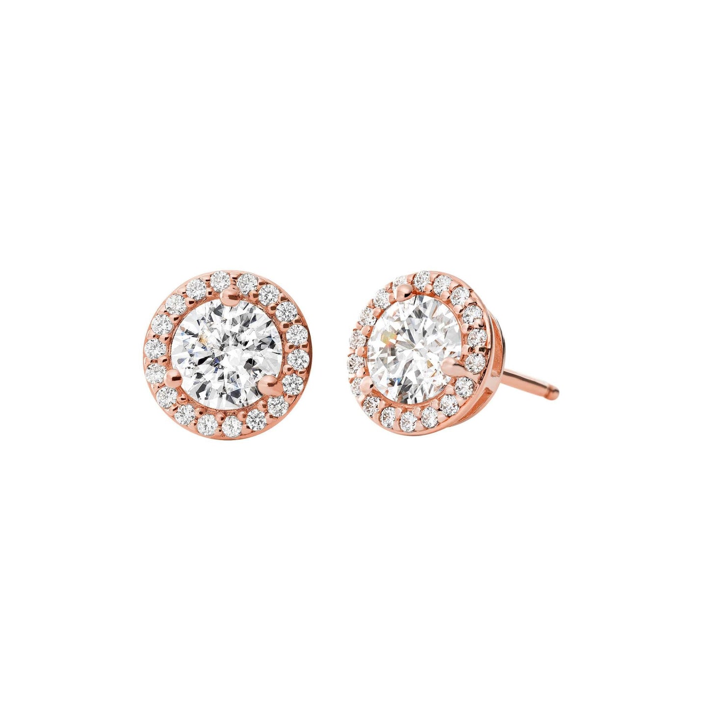 STERLING PAVE ROUND STUD EARRINGS