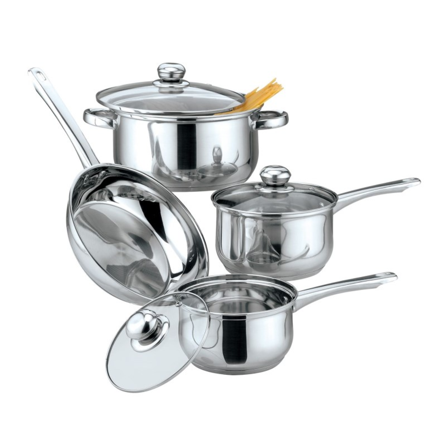 7 PIECE STAINLESS STEEL COOKWARE - (FAMILY SIZE)