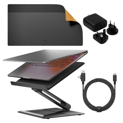 HOME DESK BUNDLE W/ LAPTOP STAND MAT GAN CHARGER BELT DUO CABLE