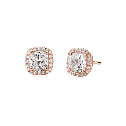 PRECIOUS METAL STERLING PAVE SQUARE STUD EARRINGS