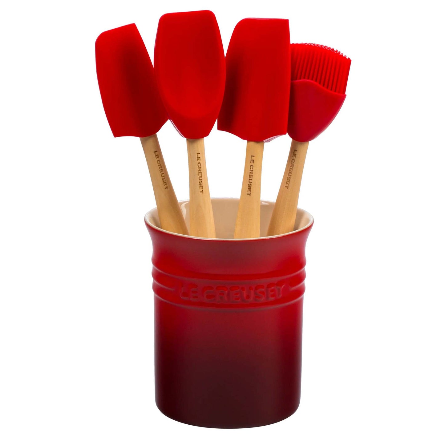 5PC CRAFT SERIES SILICONE UTENSIL SET W/ CROCK CERISE