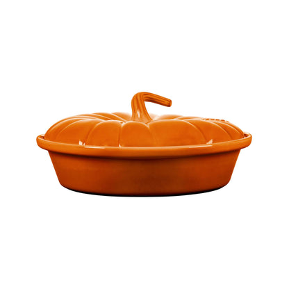 9" STONEWARE PUMPKIN BAKER W/ LID PERSIMMON
