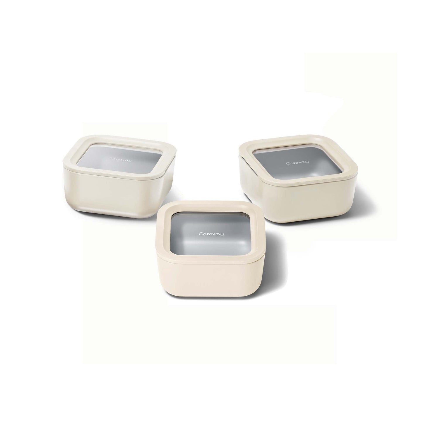 3PC GLASS FOOD CONTAINER SET CREAM