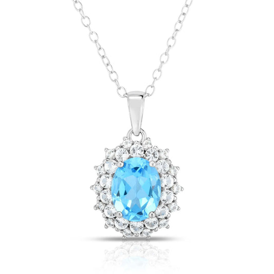 BLUE & WHITE TOPAZ PENDANT NECKLACE