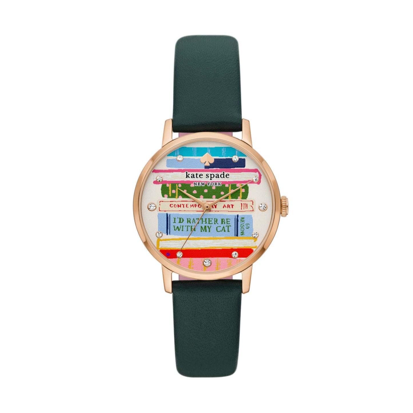 LADIES' METRO LEATHER STRAP WATCH, BOOKSTACK DIAL
