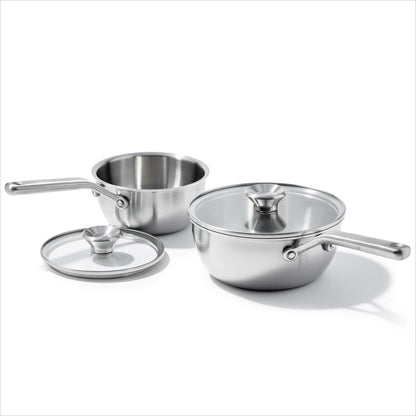 MIRA TRI-PLY 4PC STAINLESS STEEL CHEF'S PAN SET