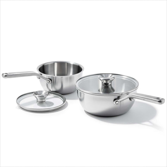 MIRA TRI-PLY 4PC STAINLESS STEEL CHEF'S PAN SET