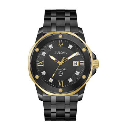 MEN'S MARINE STAR ION-PLATED STAINLESS STEEL DIAMOND WATCH, DIAL