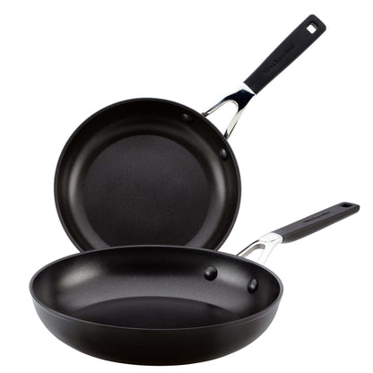 KITCHENAID 2PC HARD ANODIZED NONSTICK FRY PANS, ONYX BLACK