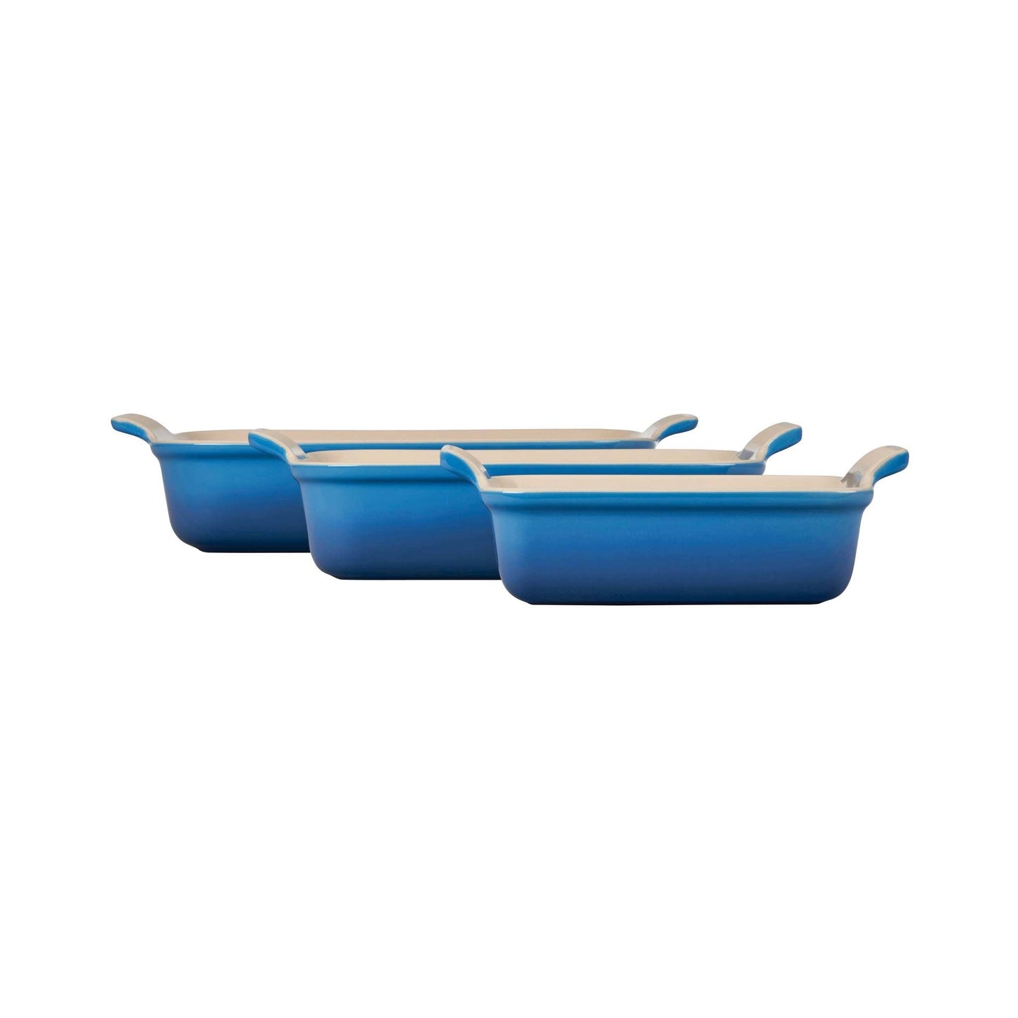 3PC HERITAGE STONEWARE RECTANGULAR BAKING DISH SET MARSEILLE
