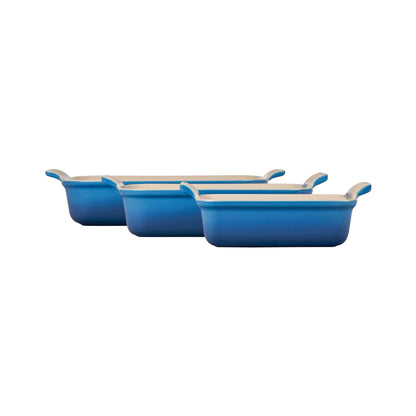 3PC HERITAGE STONEWARE RECTANGULAR BAKING DISH SET MARSEILLE
