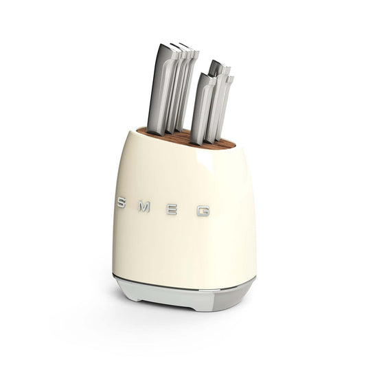 50S RETRO-STYLE 7PC KNIFE BLOCK SET CREAM