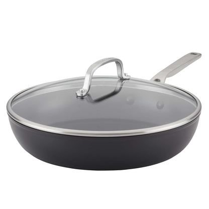 12.25" HARD-ANODIZED INDUCTION FRY PAN W/ LID